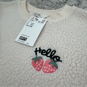 H&M Girls Cozy Sweater with Strawberry Embroidery